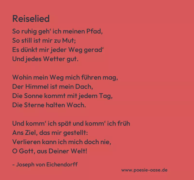 Gedicht: Reiselied von Joseph von Eichendorff