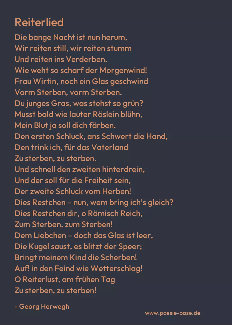 Gedicht: Reiterlied von Georg Herwegh