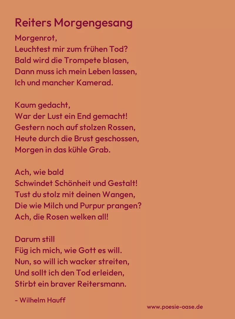 Gedicht: Reiters Morgengesang von Wilhelm Hauff
