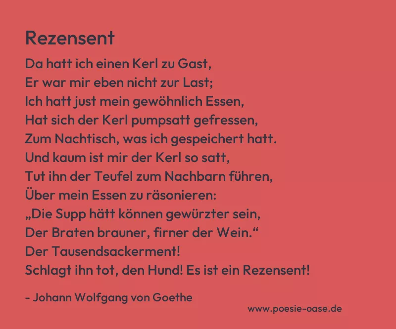 Gedicht: Rezensent von Johann Wolfgang von Goethe