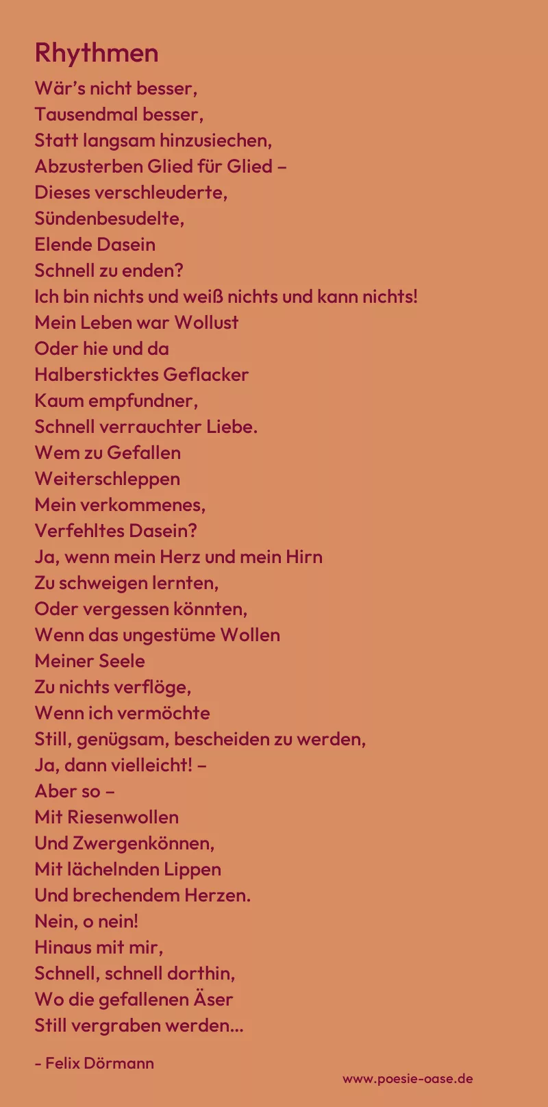 Gedicht: Rhythmen von Felix Dörmann