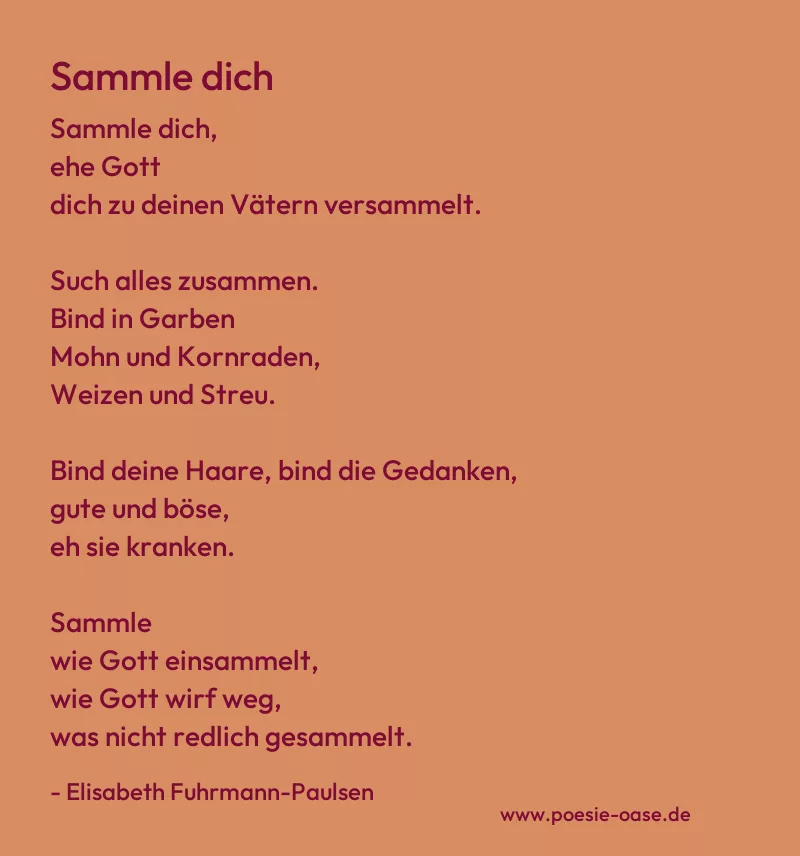 Gedicht: Sammle dich von Elisabeth Fuhrmann-Paulsen