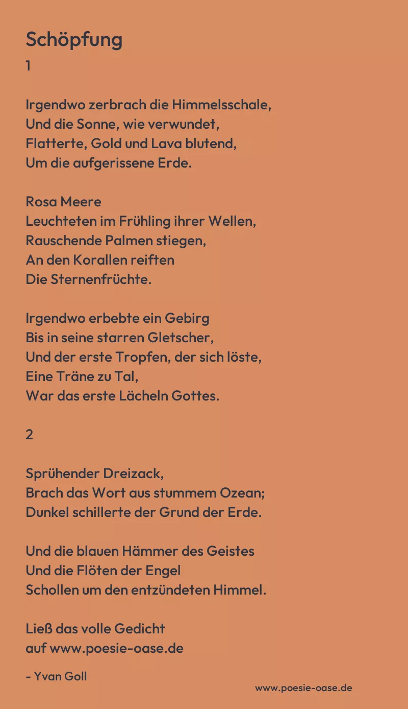 Gedicht: Schöpfung von Yvan Goll