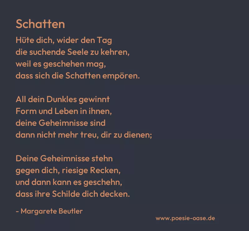 Gedicht: Schatten von Margarete Beutler