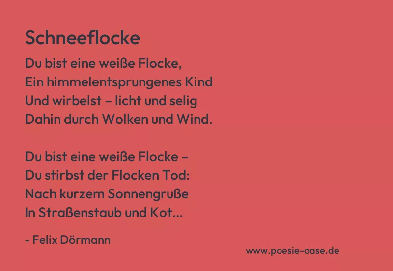 Gedicht: Schneeflocke von Felix Dörmann