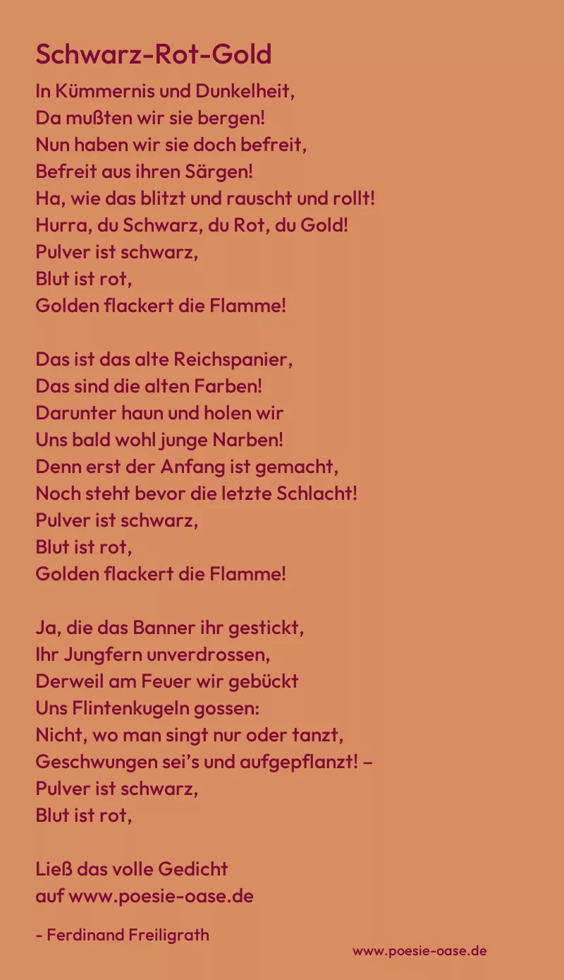 Gedicht: Schwarz-Rot-Gold von Ferdinand Freiligrath