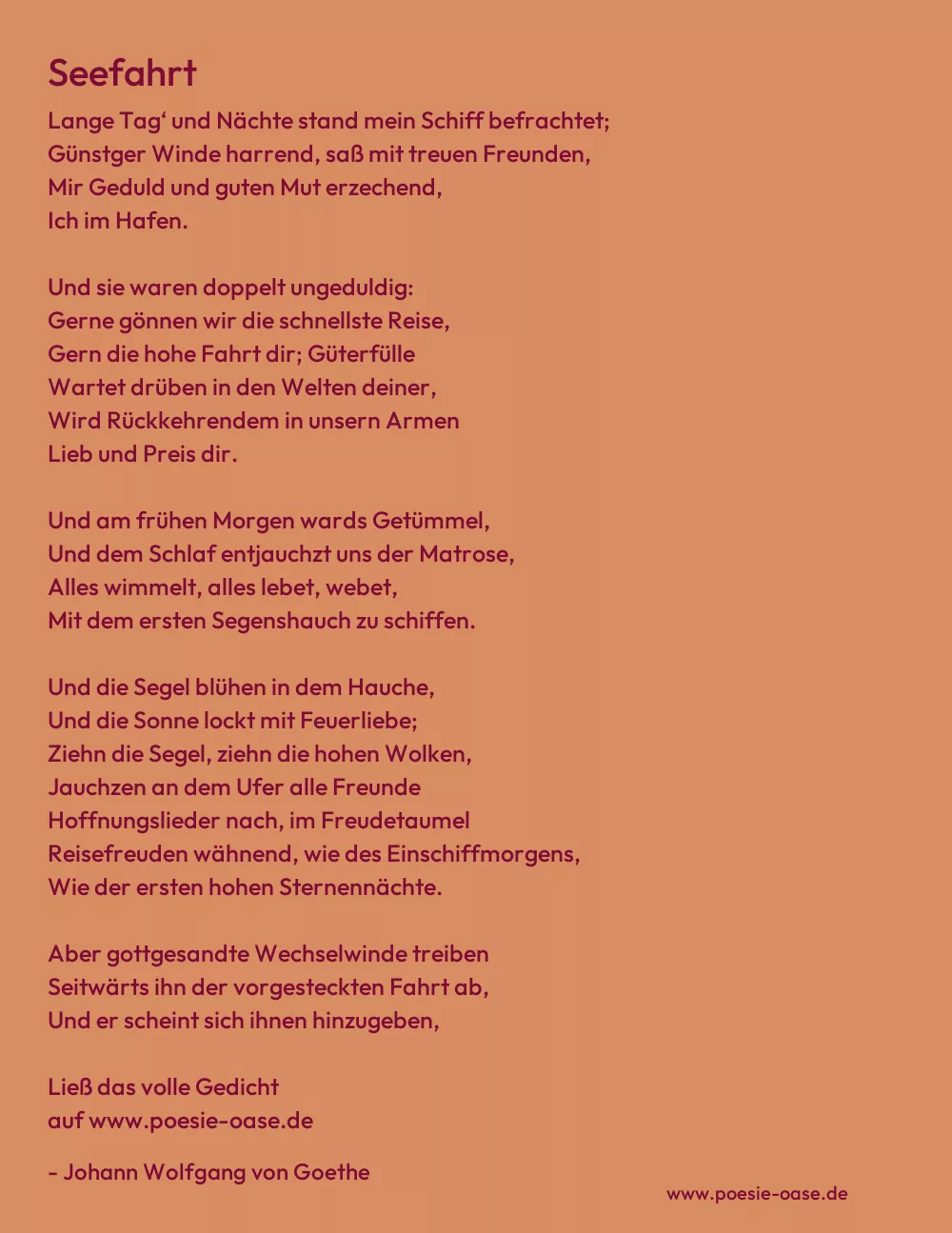 Gedicht: Seefahrt von Johann Wolfgang von Goethe
