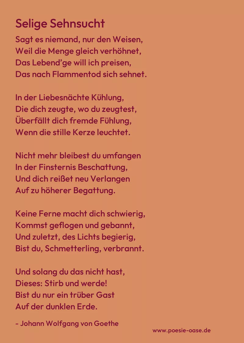 Gedicht: Selige Sehnsucht von Johann Wolfgang von Goethe