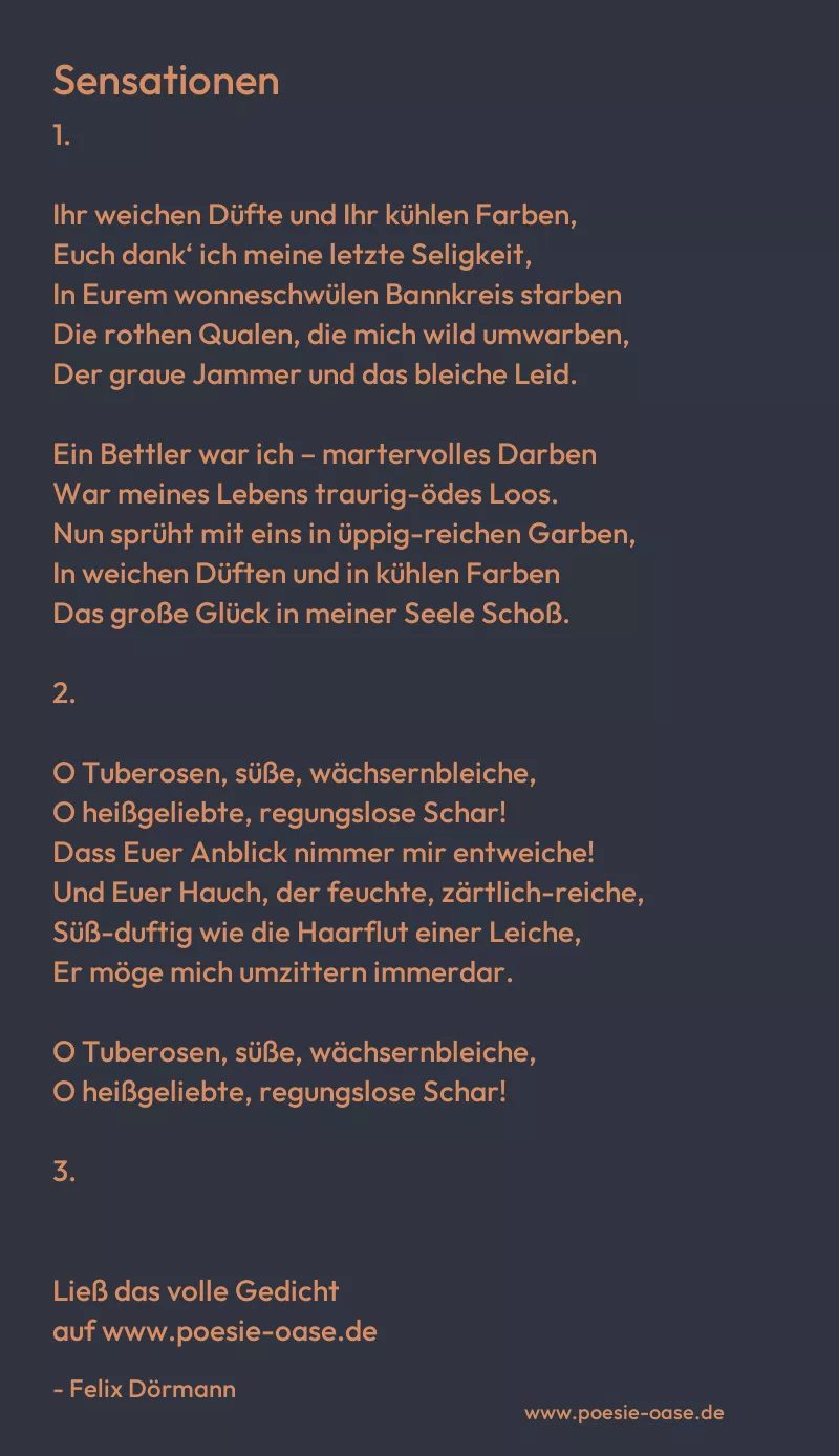 Gedicht: Sensationen von Felix Dörmann