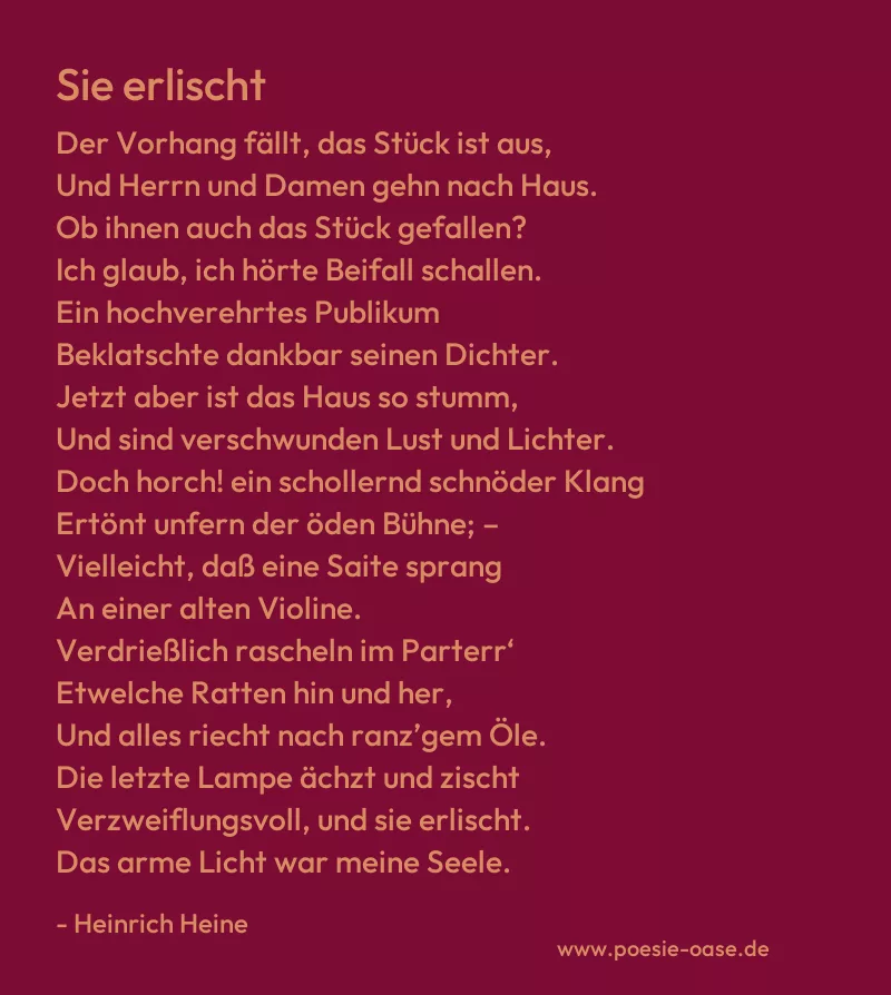 Gedicht: Sie erlischt von Heinrich Heine