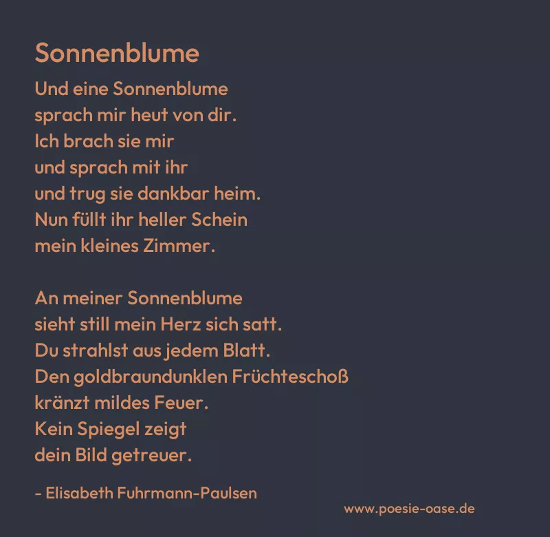 Gedicht: Sonnenblume von Elisabeth Fuhrmann-Paulsen