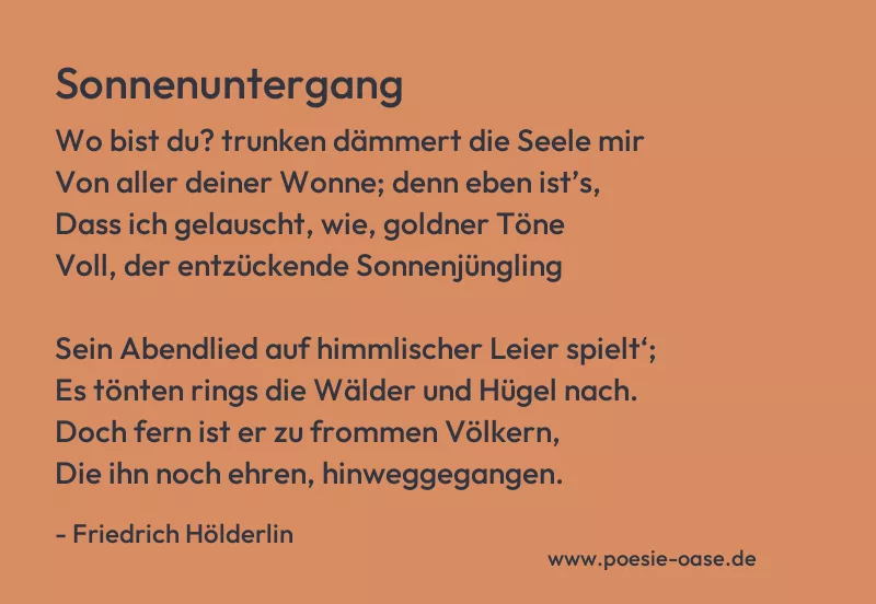 Gedicht: Sonnenuntergang von Friedrich Hölderlin