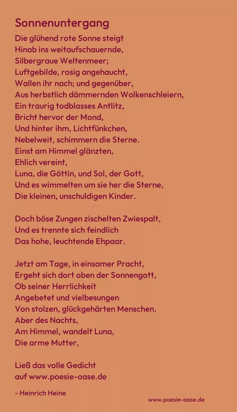 Gedicht: Sonnenuntergang von Heinrich Heine