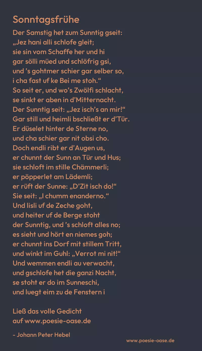 Gedicht: Sonntagsfrühe von Johann Peter Hebel