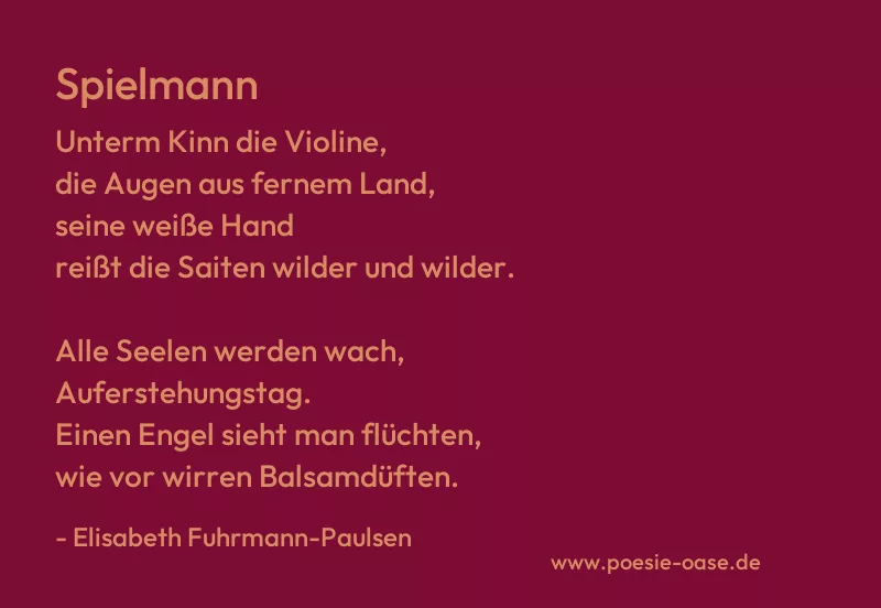 Gedicht: Spielmann von Elisabeth Fuhrmann-Paulsen