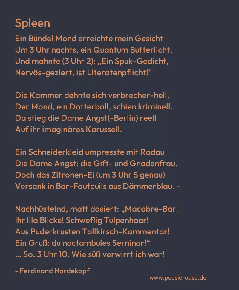Gedicht: Spleen von Ferdinand Hardekopf