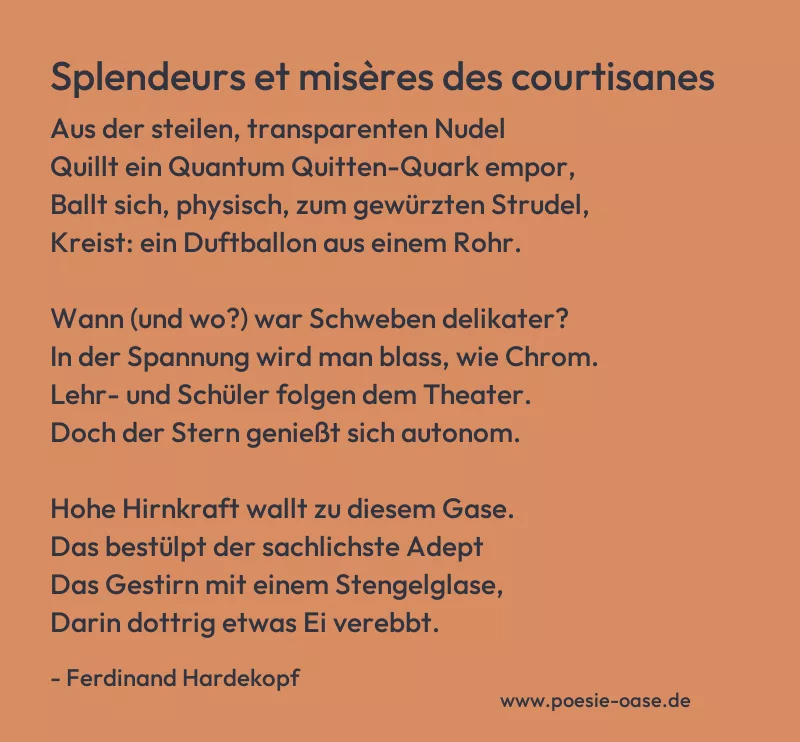 Gedicht: Splendeurs et misères des courtisanes von Ferdinand Hardekopf