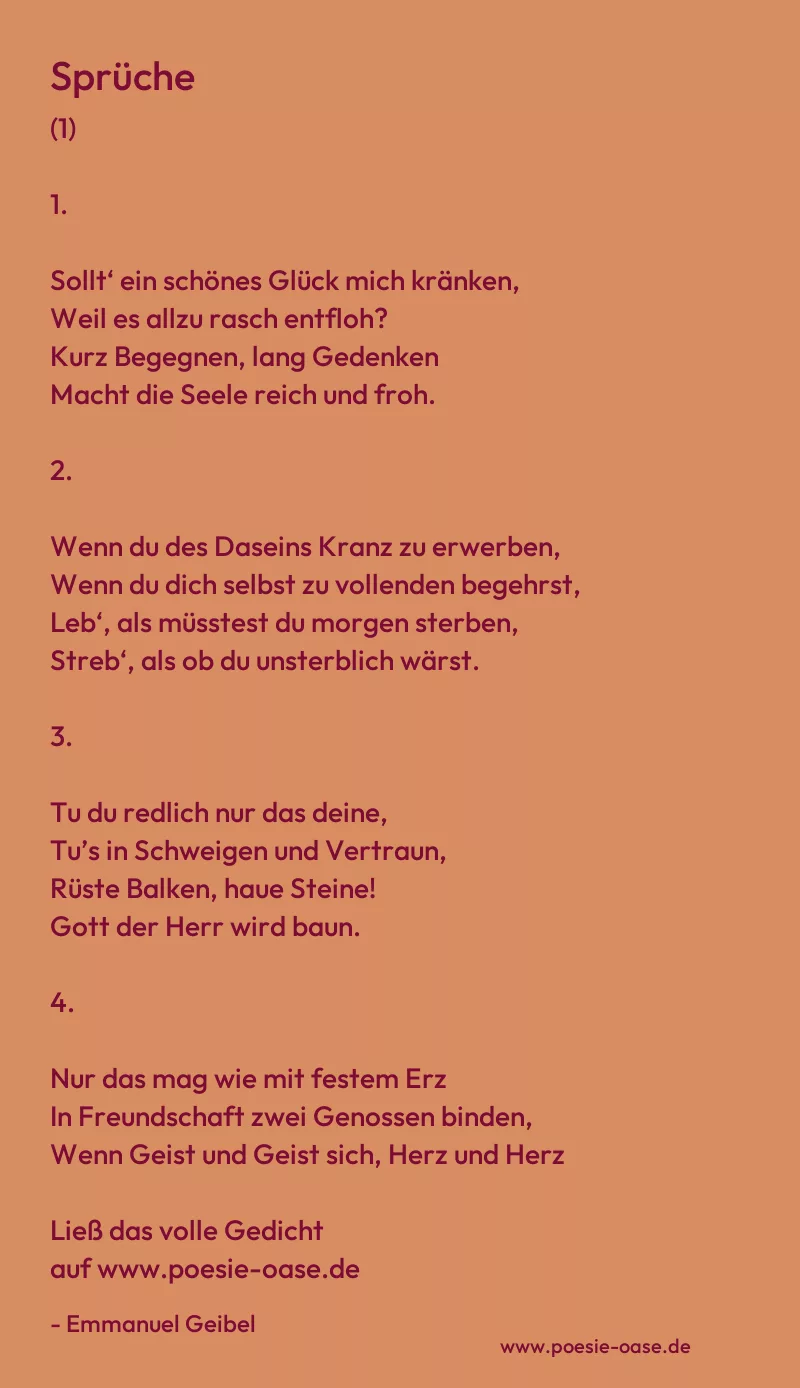 Gedicht: Sprüche von Emmanuel Geibel