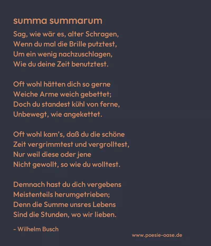 Gedicht: summa summarum von Wilhelm Busch