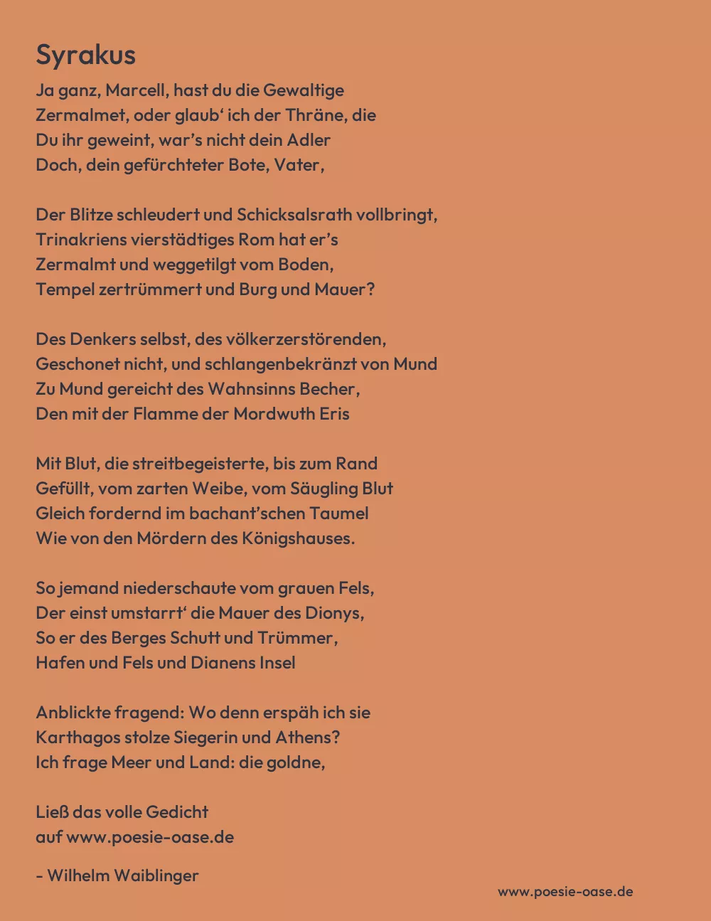 Gedicht: Syrakus von Wilhelm Waiblinger