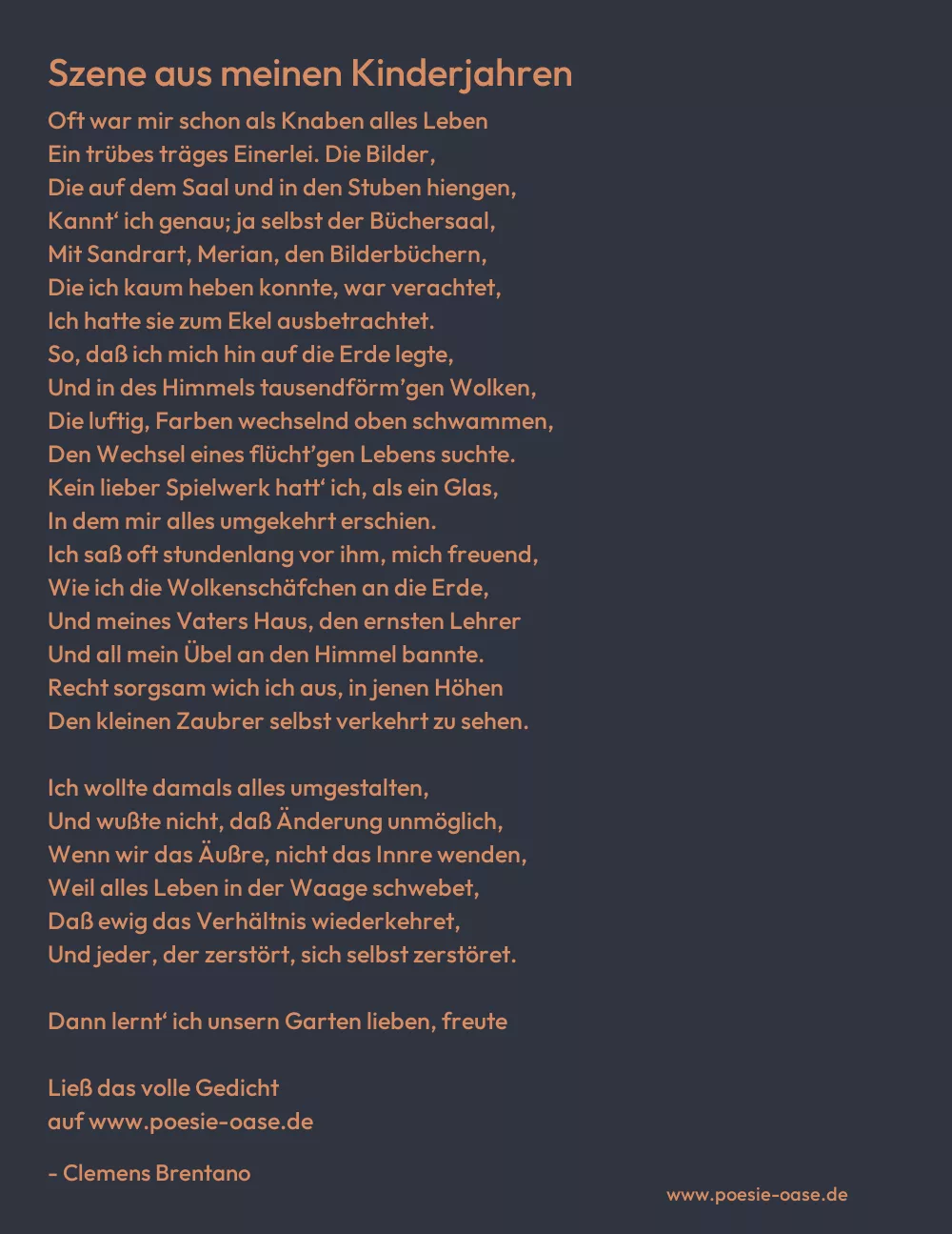 Gedicht: Szene aus meinen Kinderjahren von Clemens Brentano