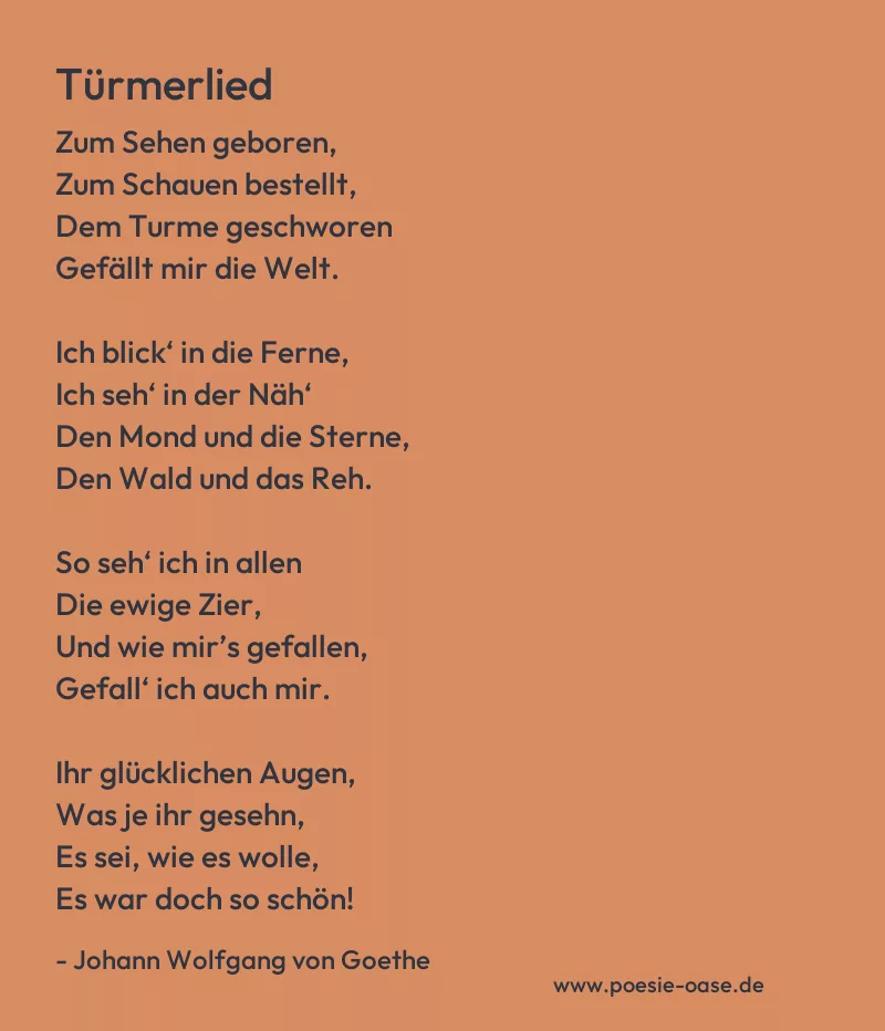 Gedicht: Türmerlied von Johann Wolfgang von Goethe