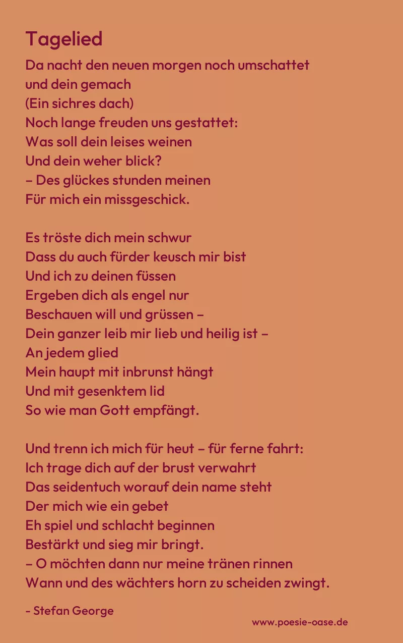 Gedicht: Tagelied von Stefan George
