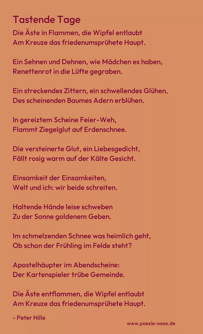 Gedicht: Tastende Tage von Peter Hille
