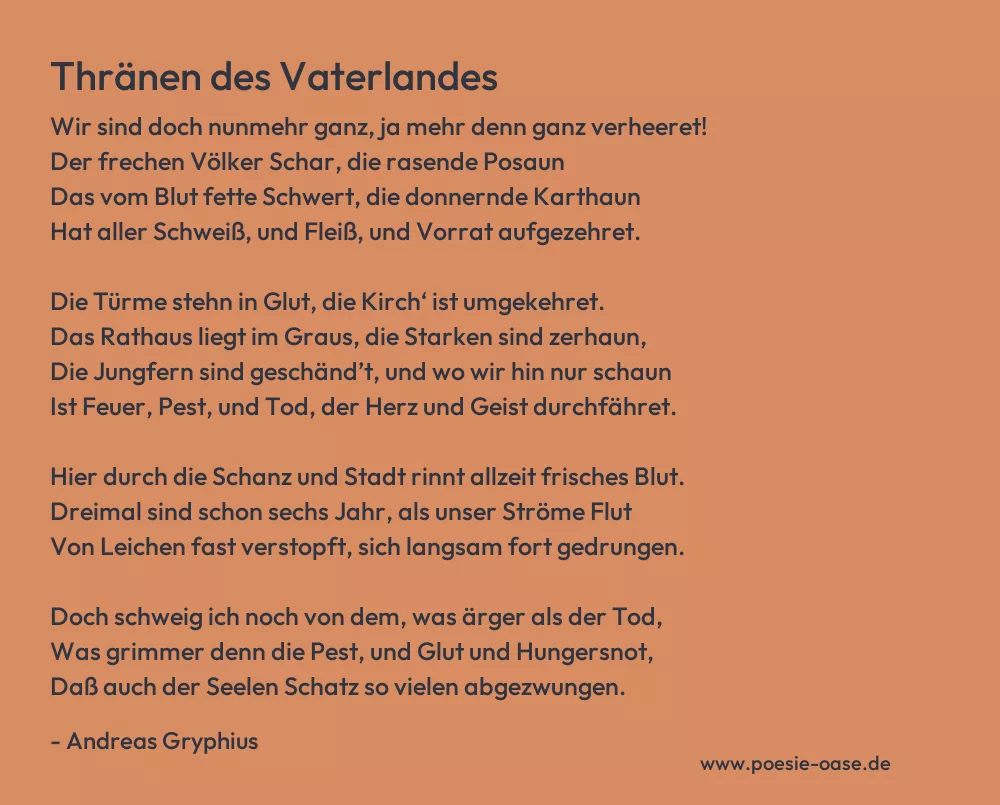 Gedicht: Thränen des Vaterlandes von Andreas Gryphius