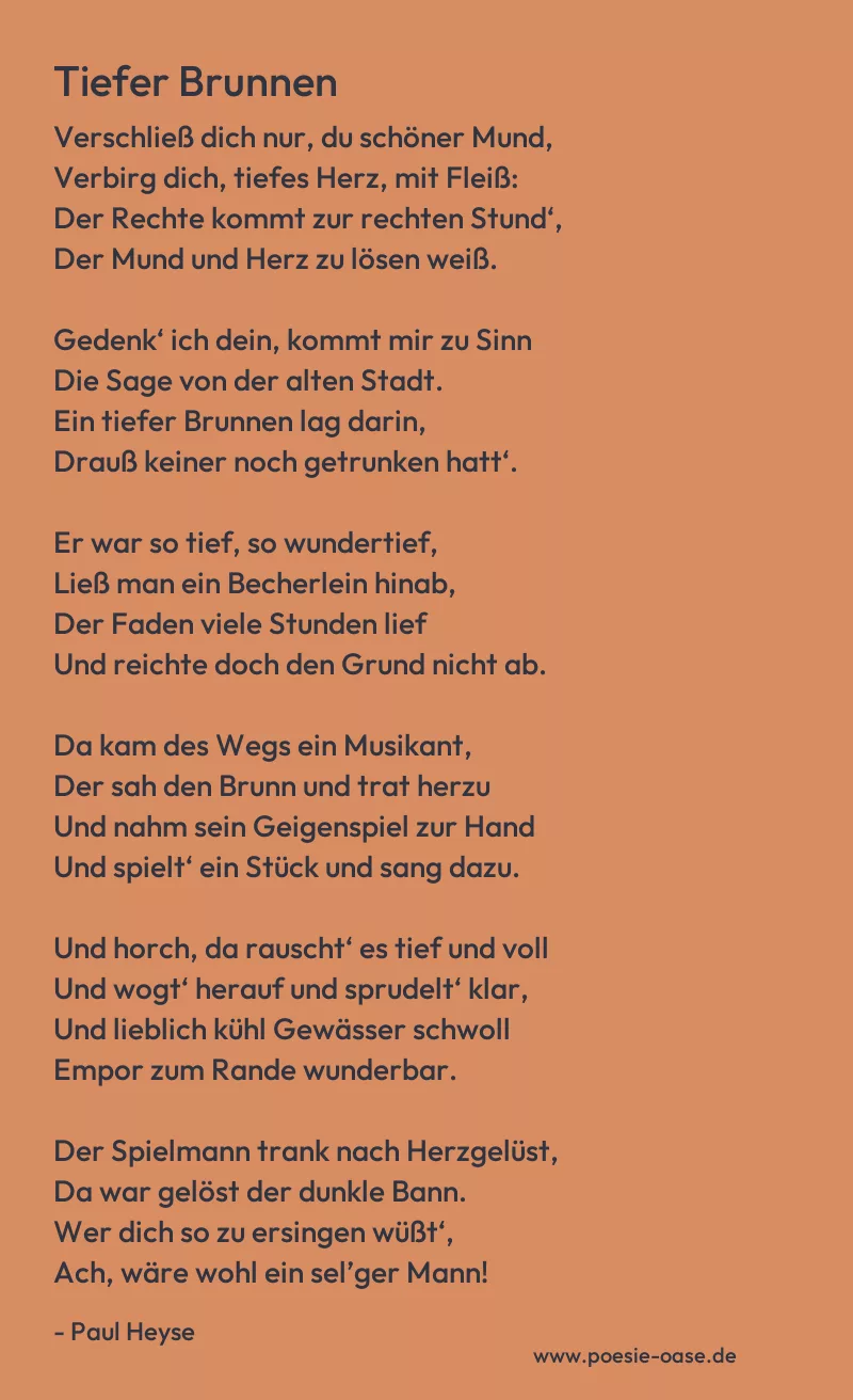 Gedicht: Tiefer Brunnen von Paul Heyse