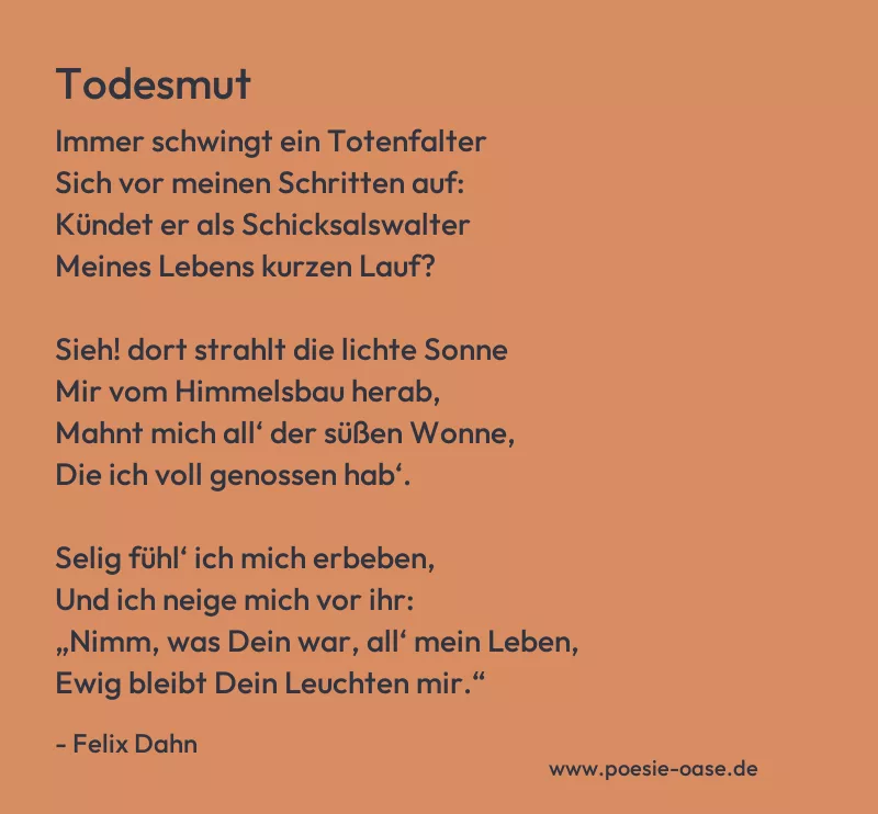 Gedicht: Todesmut von Felix Dahn
