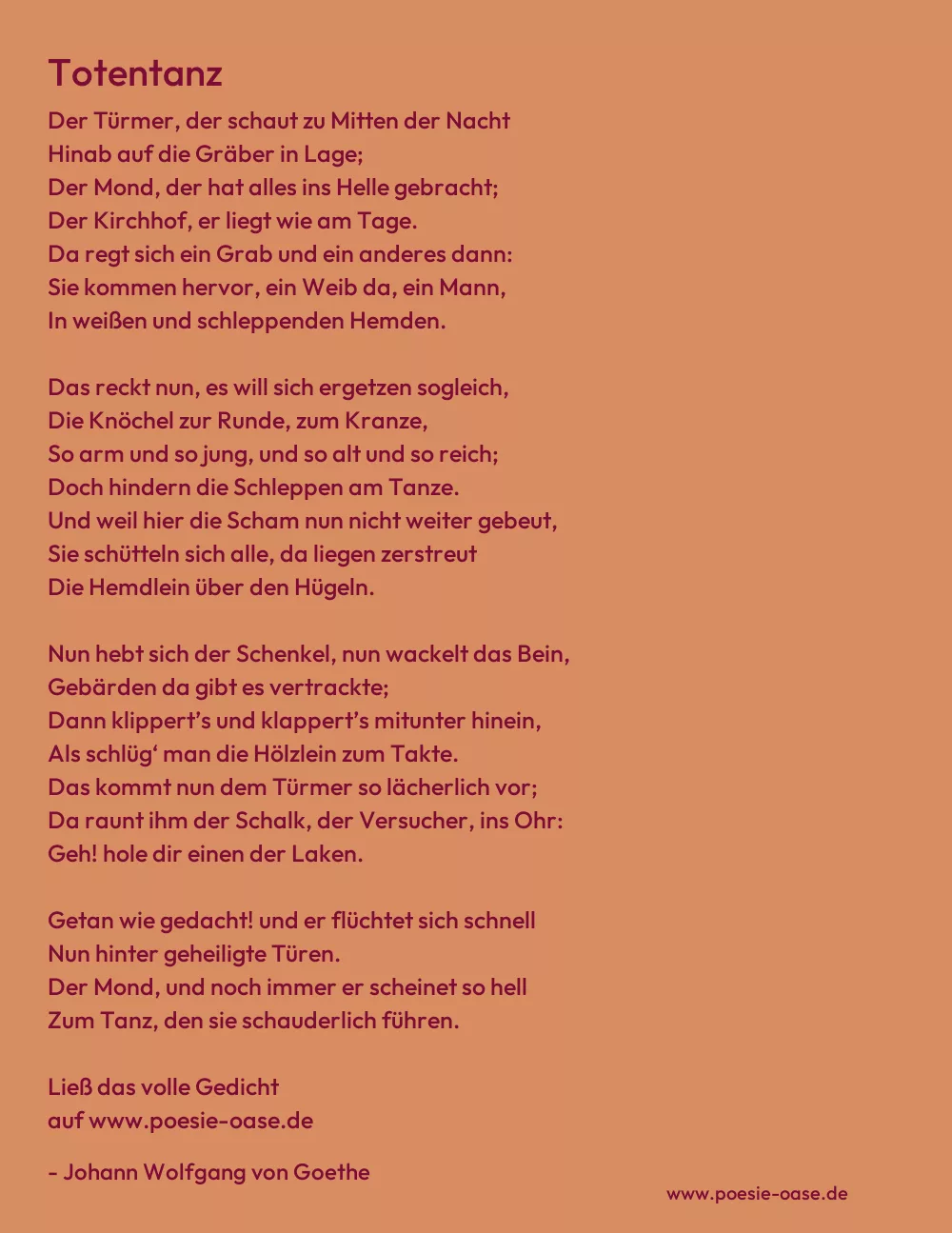 Gedicht: Totentanz von Johann Wolfgang von Goethe