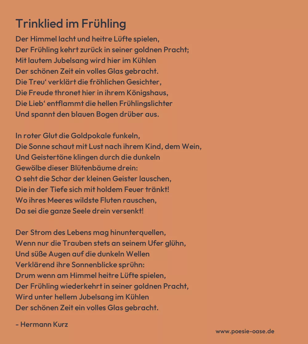 Gedicht: Trinklied im Frühling von Hermann Kurz