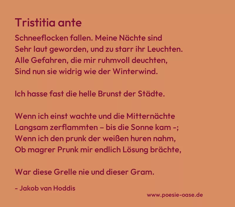 Gedicht: Tristitia ante von Jakob van Hoddis