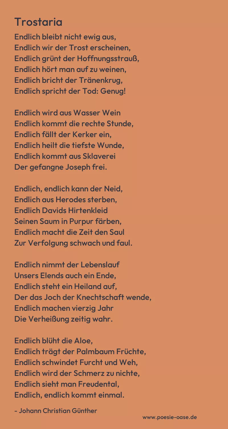 Gedicht: Trostaria von Johann Christian Günther