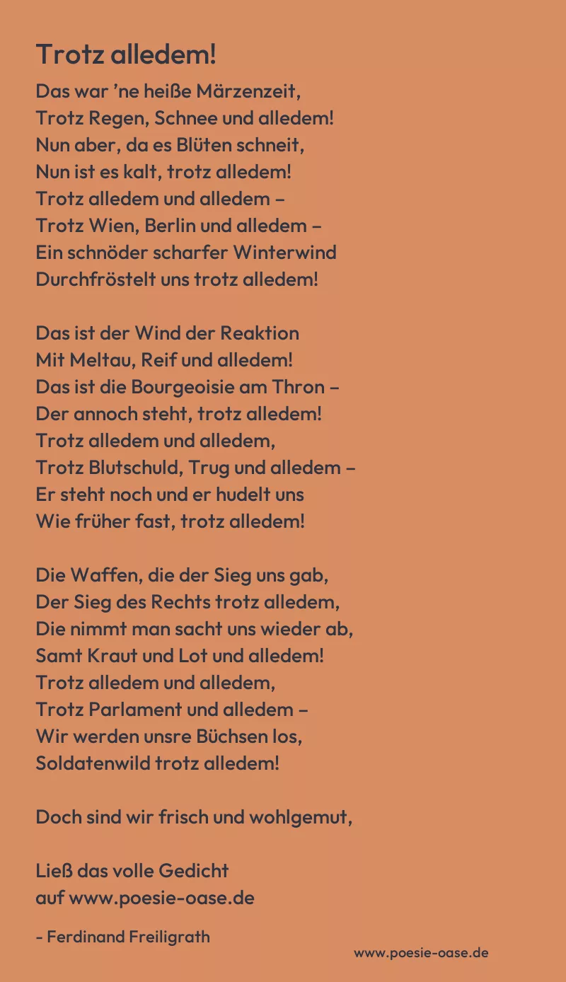 Gedicht: Trotz alledem! von Ferdinand Freiligrath