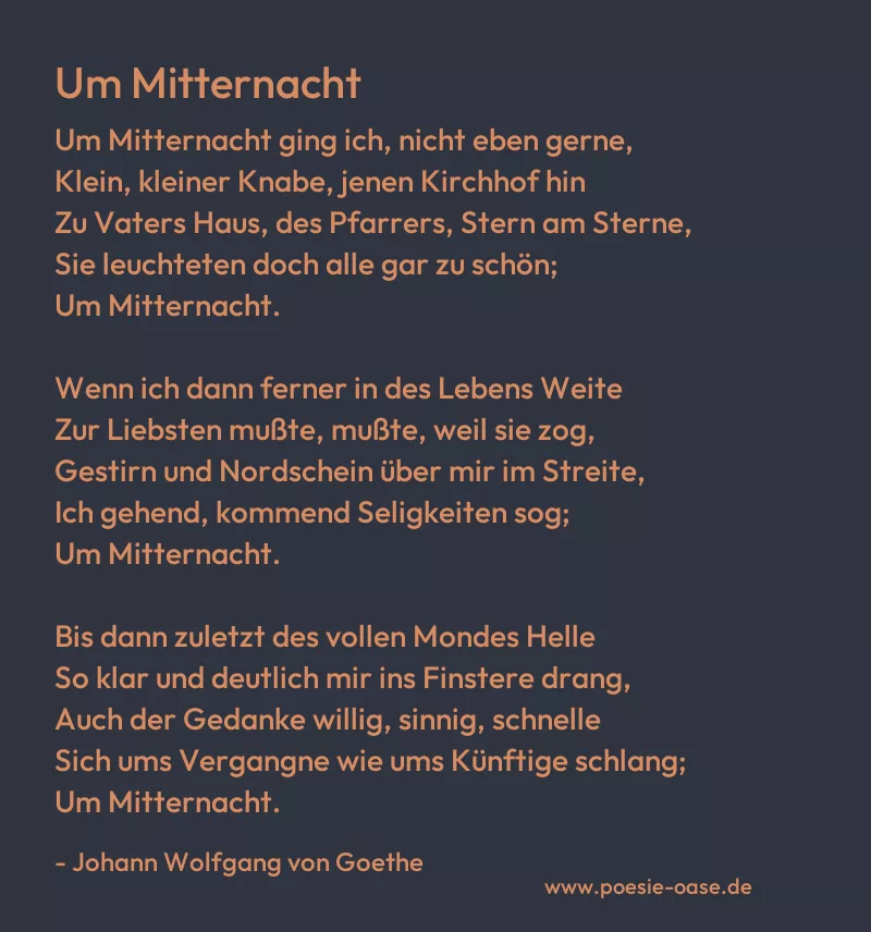 Gedicht: Um Mitternacht von Johann Wolfgang von Goethe