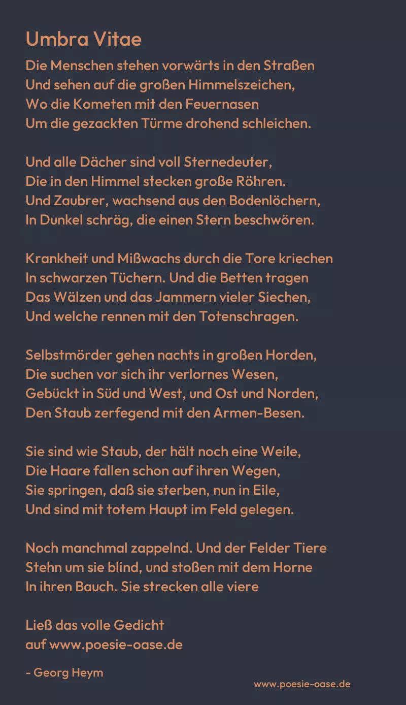 Gedicht: Umbra Vitae von Georg Heym