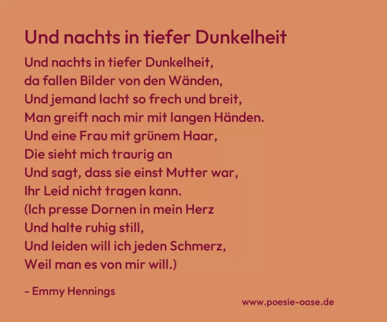 Und nachts in tiefer Dunkelheit