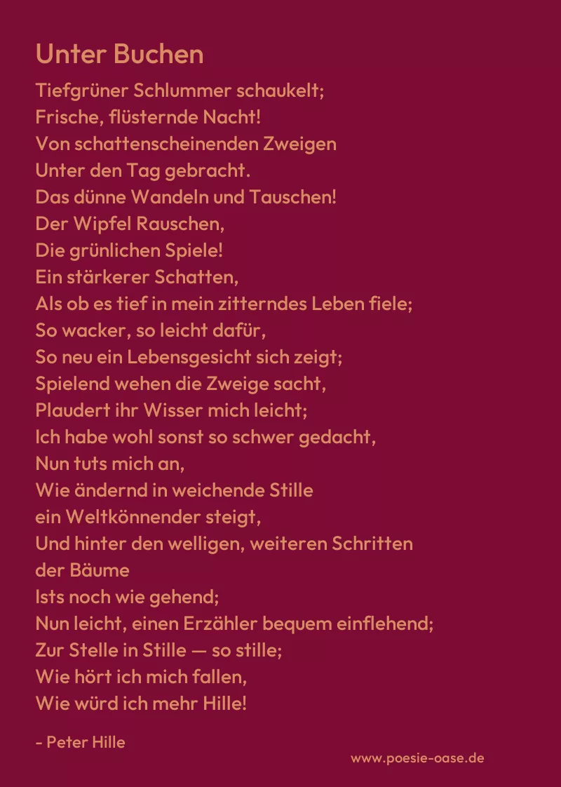 Gedicht: Unter Buchen von Peter Hille