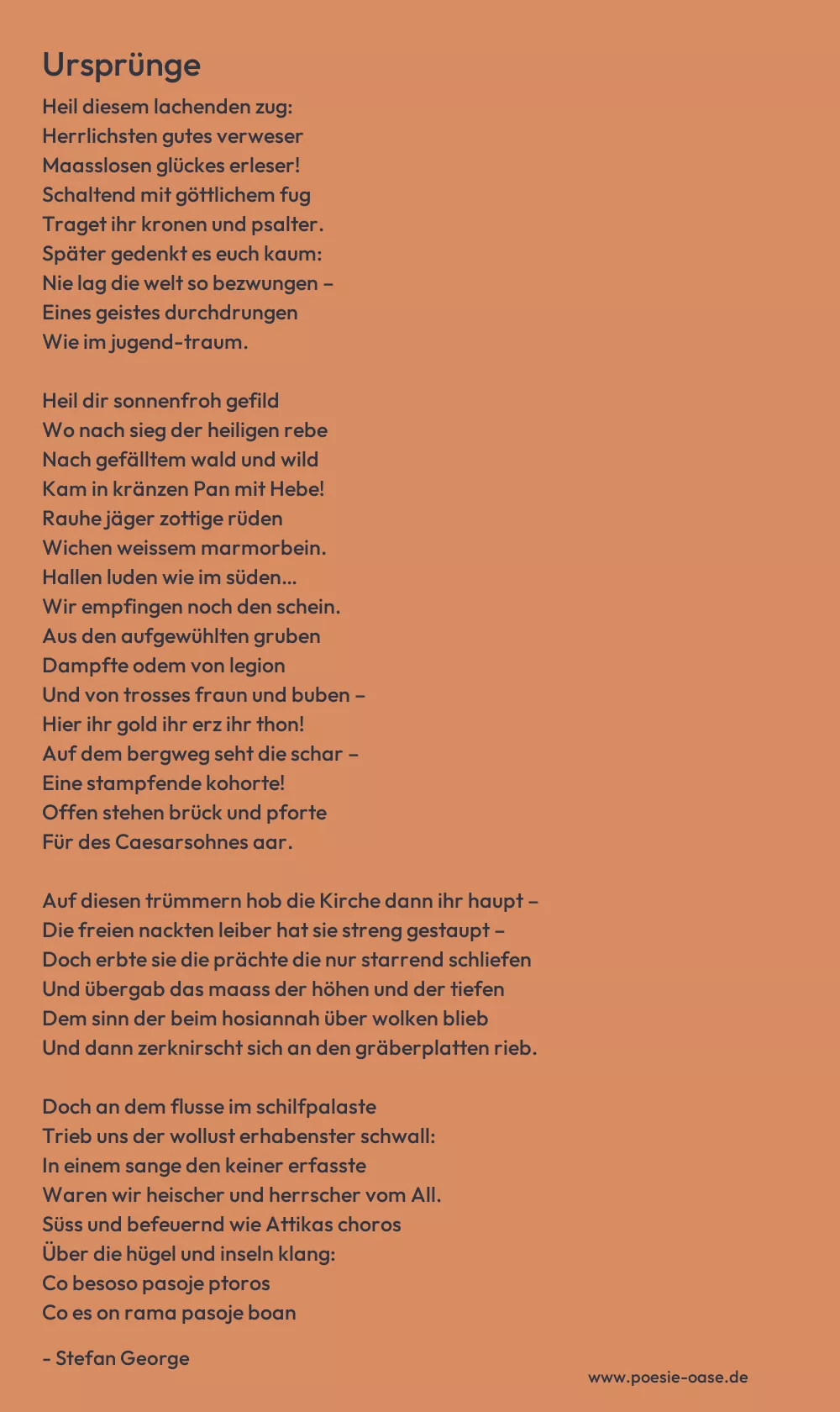 Gedicht: Ursprünge von Stefan George