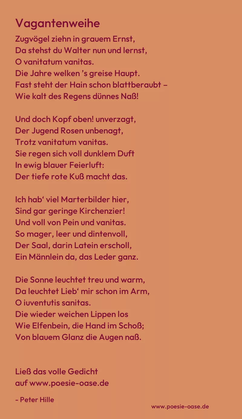 Gedicht: Vagantenweihe von Peter Hille