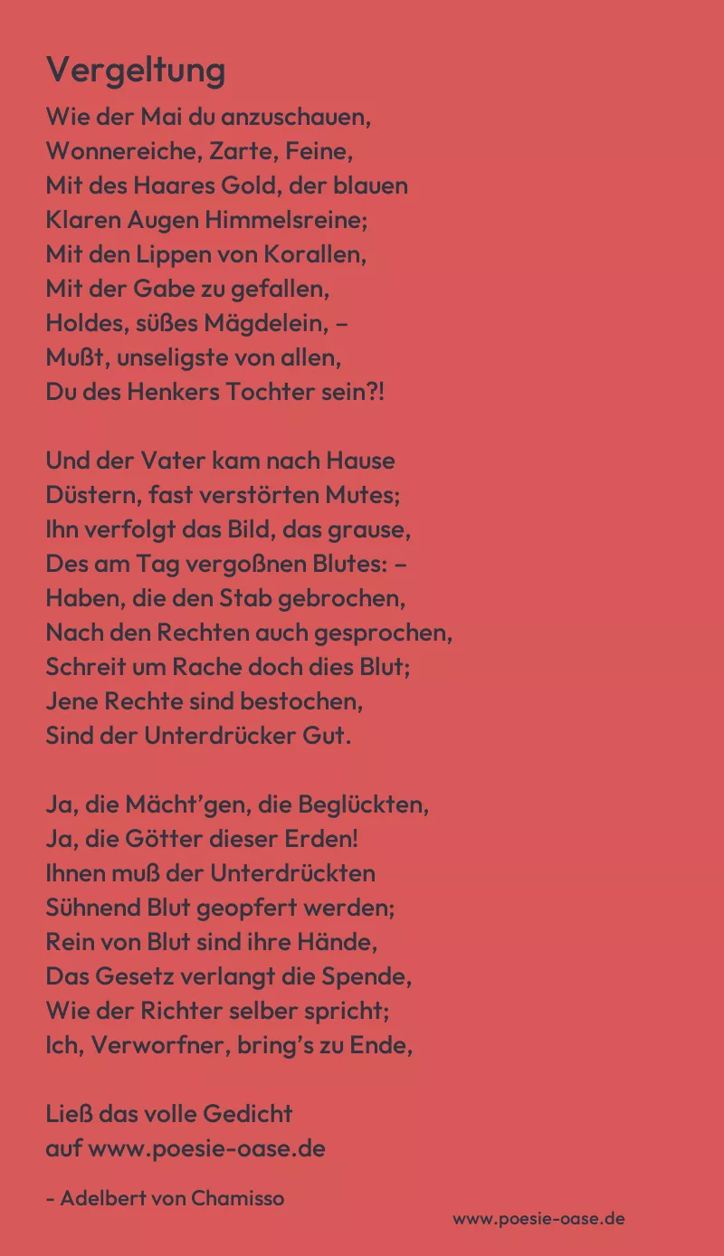 Gedicht: Vergeltung von Adelbert von Chamisso