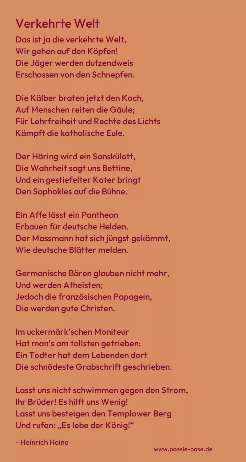 Gedicht: Verkehrte Welt von Heinrich Heine