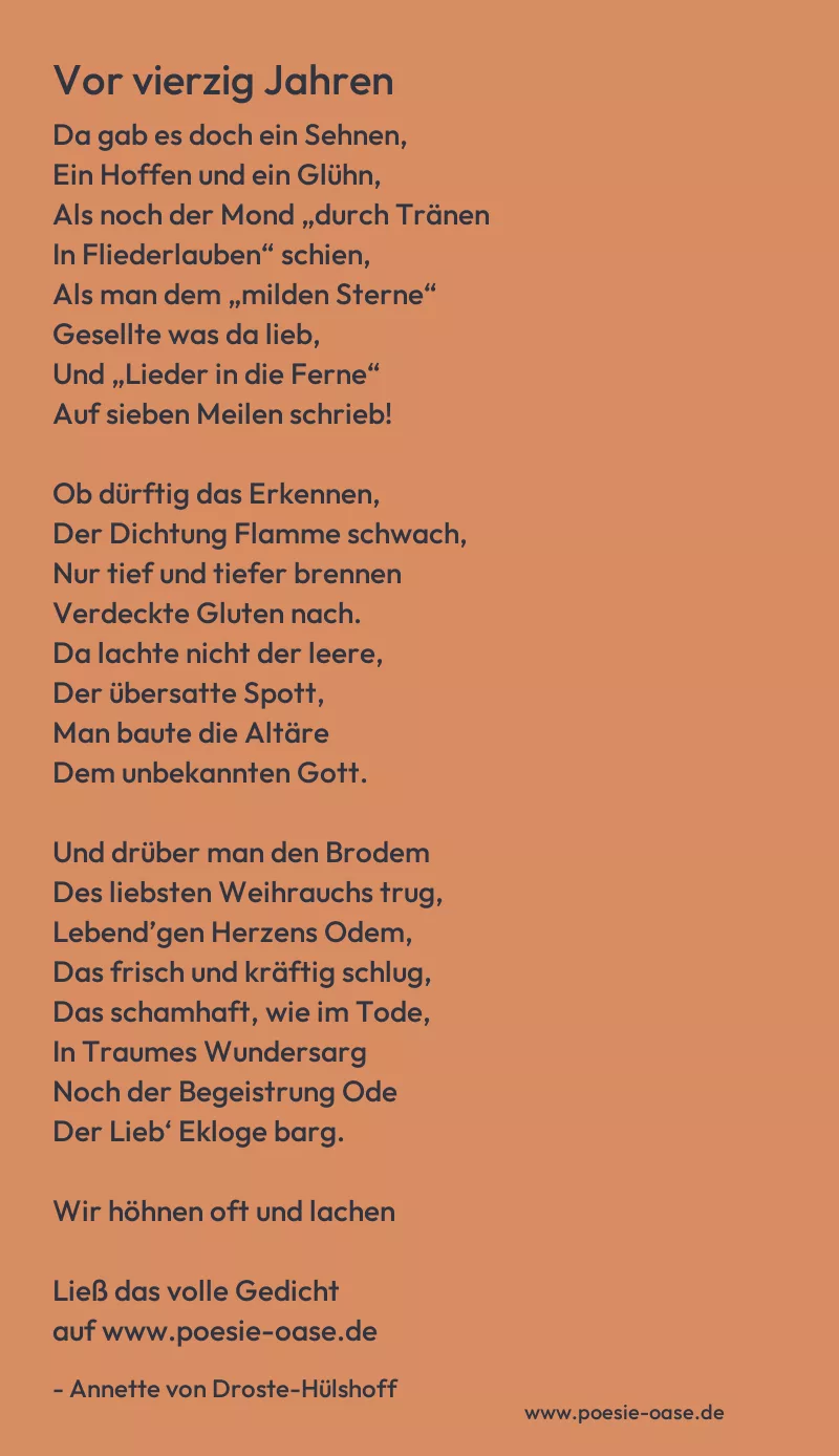 Gedicht: Vor vierzig Jahren von Annette von Droste-Hülshoff