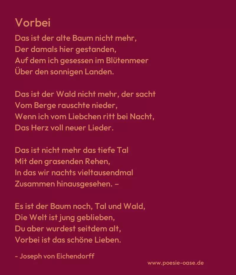 Gedicht: Vorbei von Joseph von Eichendorff