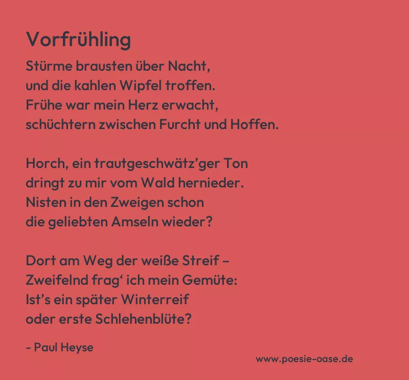 Gedicht: Vorfrühling von Paul Heyse