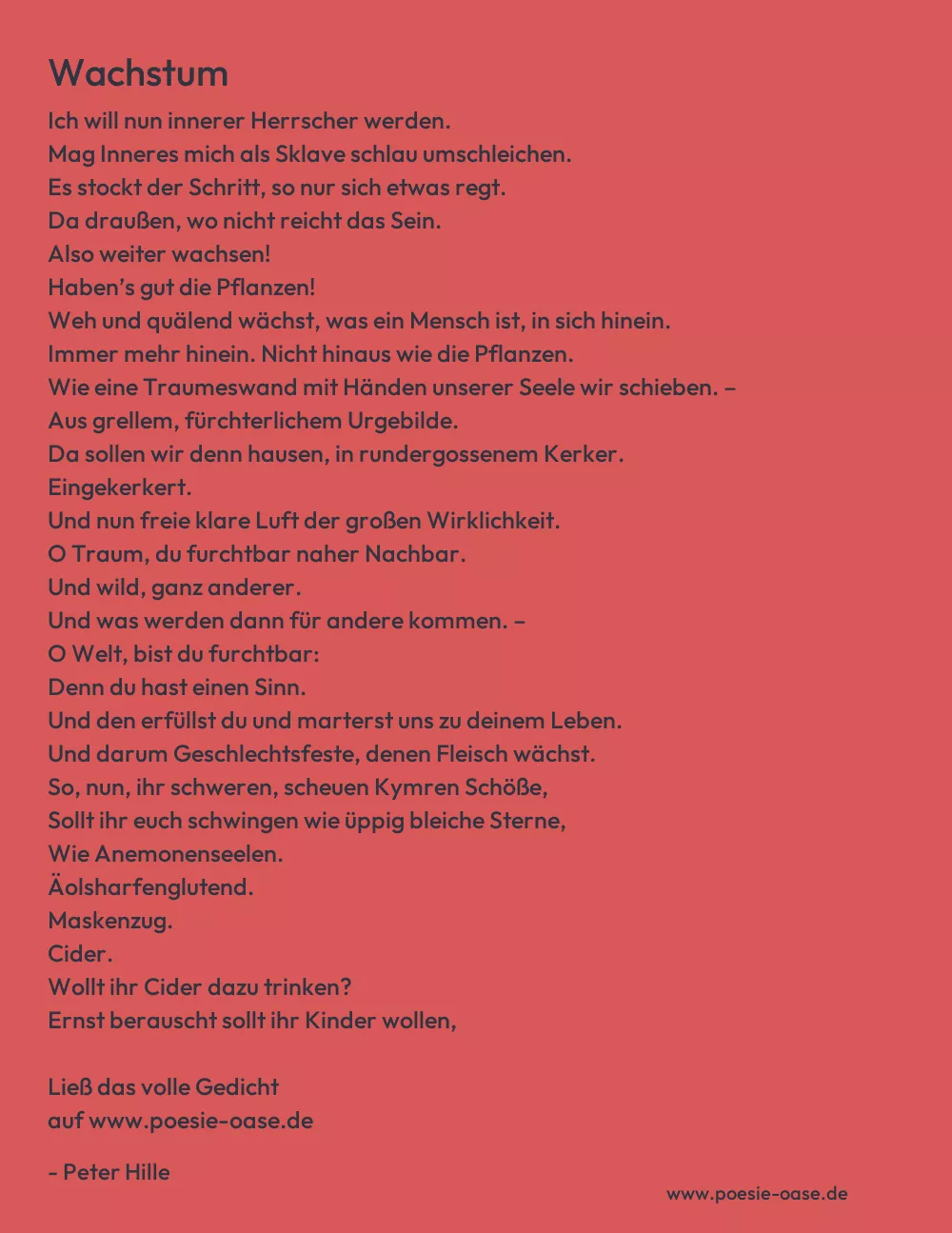 Gedicht: Wachstum von Peter Hille