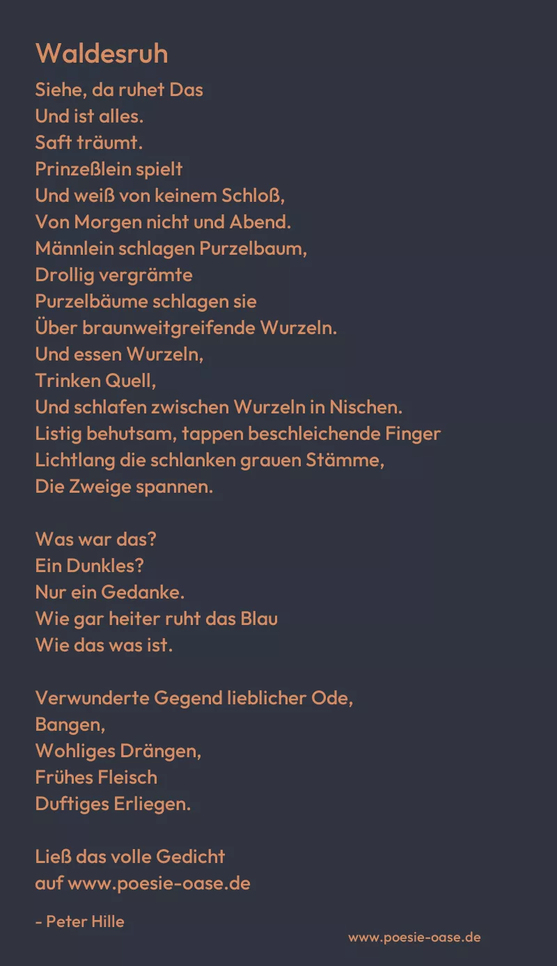 Gedicht: Waldesruh von Peter Hille