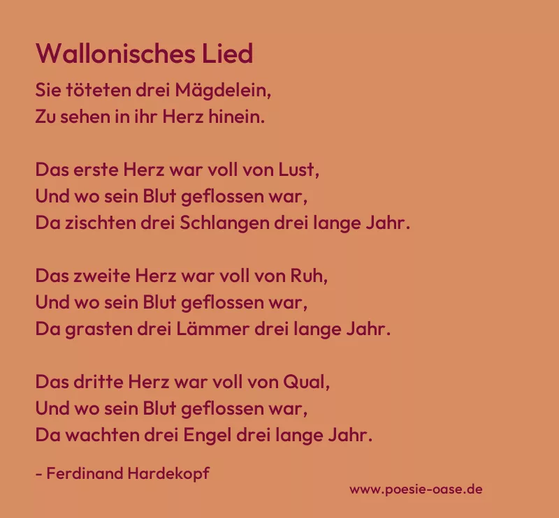 Gedicht: Wallonisches Lied von Ferdinand Hardekopf